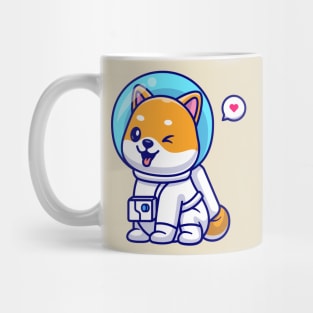 Cute Shiba Inu Dog Astronaut Sitting Cartoon Mug